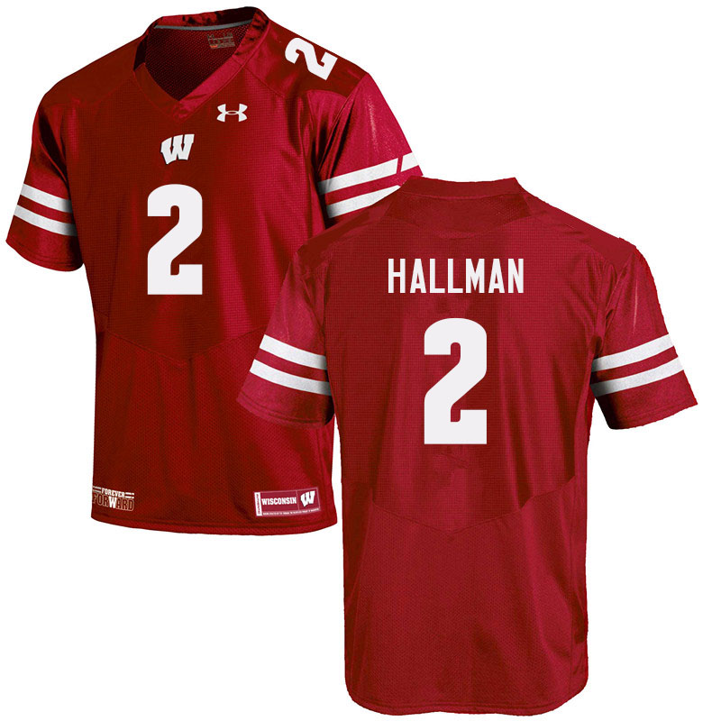 Wisconsin Badgers Men's #2 Ricardo Hallman NCAA Under Armour Authentic Red College Stitched Football Jersey RE40X56NJ